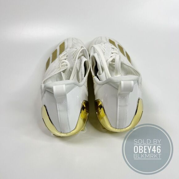 adidas adizero White Gold Metallic Football Cleats GX5122 Men’s Size 13.5 - Picture 3 of 5